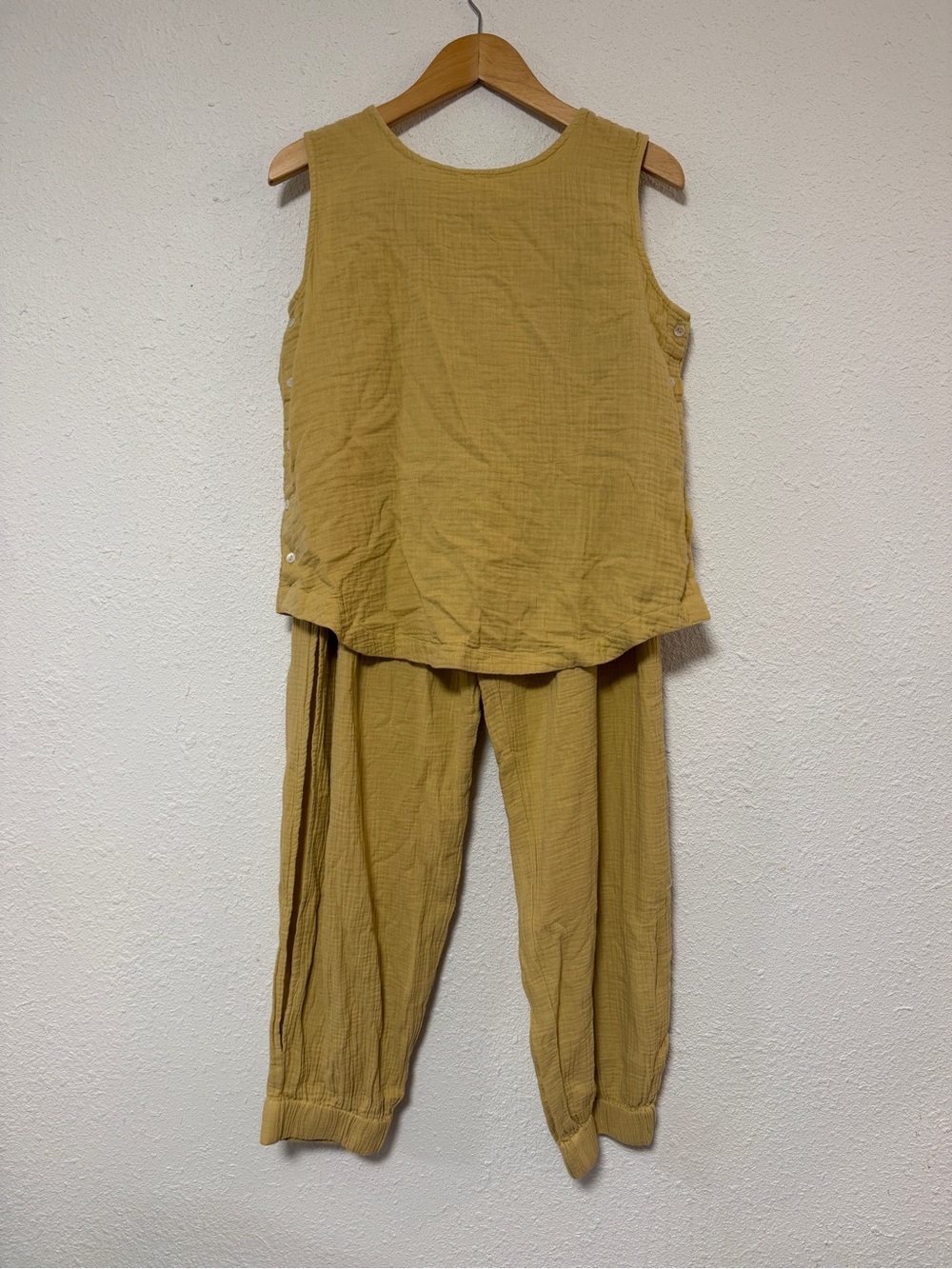Paper Lace Sleeveless Two-Piece Set in Mustard Yellow cotton summer
